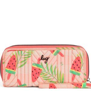 New (without tags attached) Lug Straddle Wristlet RFID Wallet in Watermelon